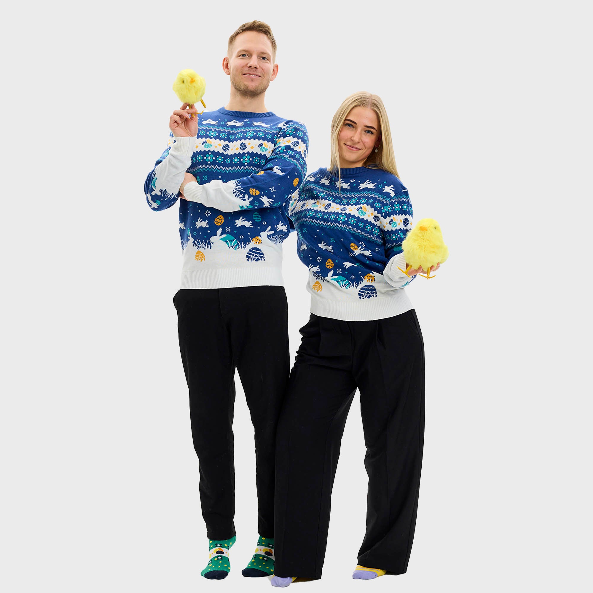 Den Cute Påskesweater Blå - Herre